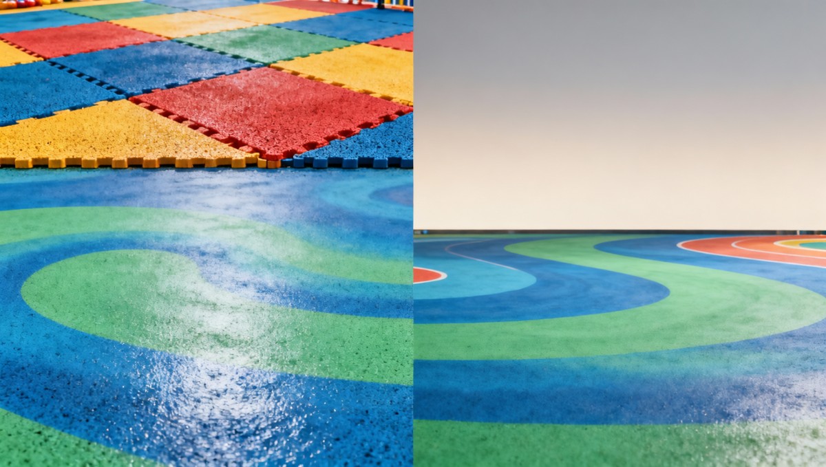 Indoor playground flooring: Rubber tiles vs poured-in-place