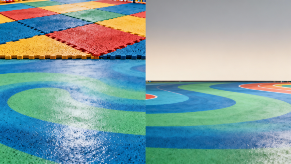 Indoor playground flooring: Rubber tiles vs poured-in-place