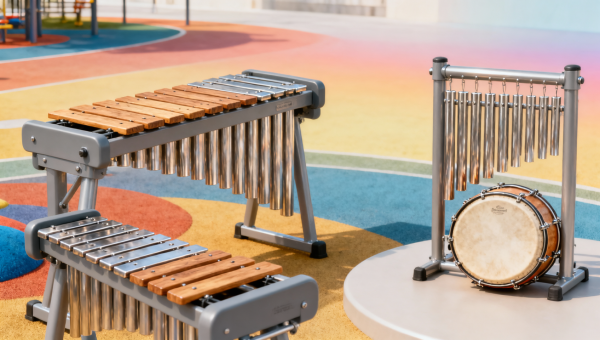 Percussion instruments with lower upkeep in heavy-use spaces