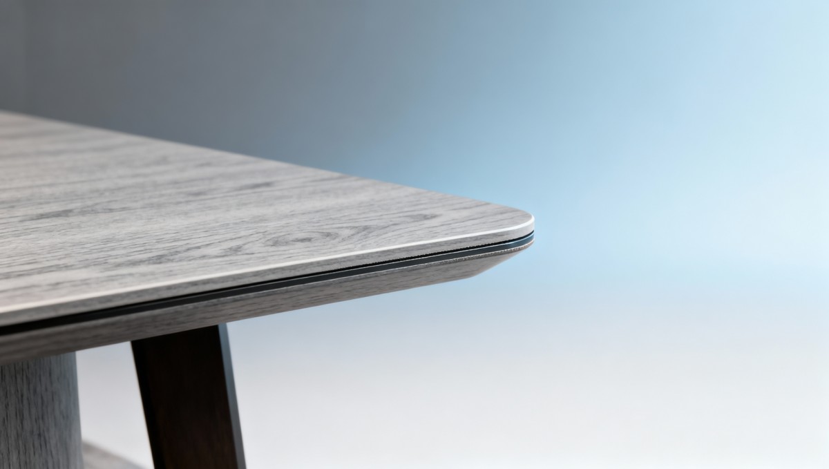 Hotel tables with edge seams that trap moisture and mold