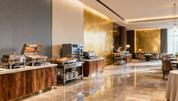 When catering equipment saves labor but slows service