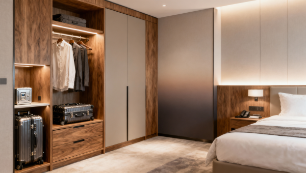 Hotel wardrobes that fit luggage without wasting space