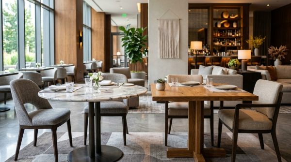 Hotel Tables With Stone Tops or Wood Tops: Which Performs Better?