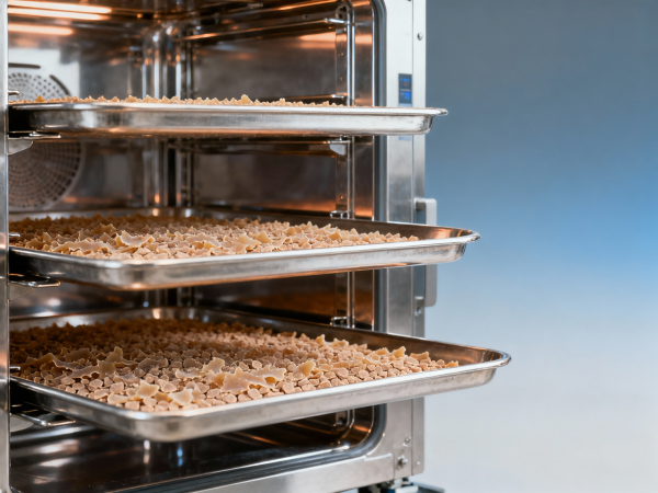 Microwave drying machines for meat processing rarely maintain uniform energy density across trays Microwave drying machines for meat processing rarely maintain uniform energy density across trays