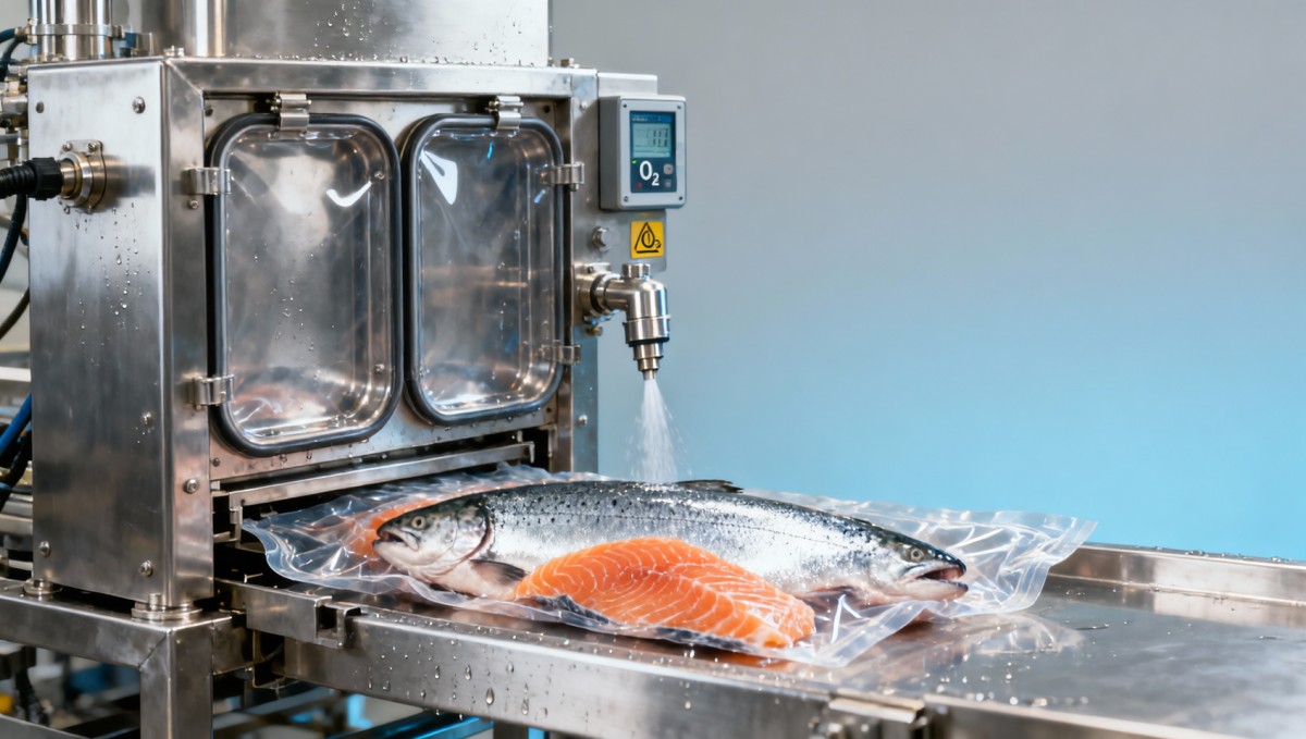 Vacuum packing machine for fish: When oxygen residual levels creep above 0 Vacuum packing machine for fish: When oxygen residual levels creep above 0