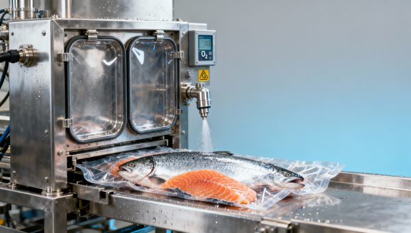 Vacuum packing machine for fish: When oxygen residual levels creep above 0.5% Vacuum packing machine for fish: When oxygen residual levels creep above 0.5%