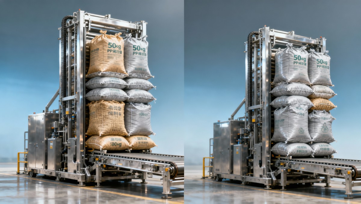 Robot palletizer for feed bags struggles with irregular sack shapes — what alternatives hold up?