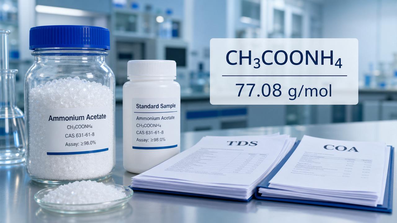 Peso molecular del acetato de amonio: verificación clave de especificaciones antes del abastecimiento