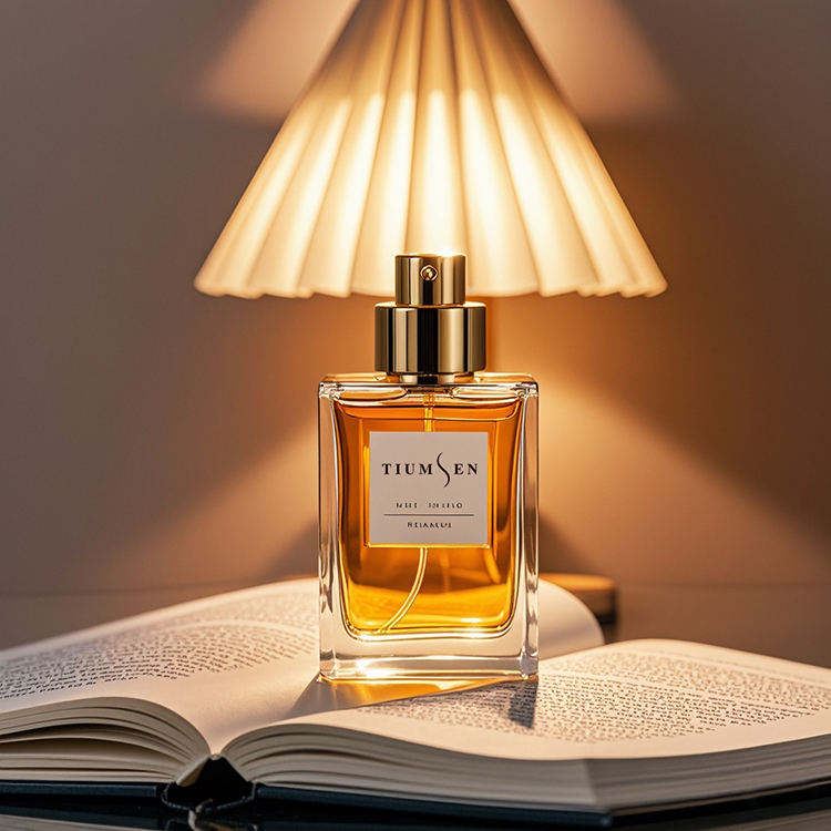 Botella de perfume única, reutilizable, de lujo, vacía, de alta gama, 50ml 100ml, color champán, con logotipo personalizado y pulverizador