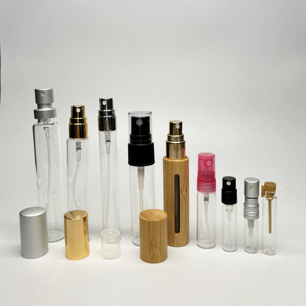 Botella de perfume única, reutilizable, de lujo, vacía, de alta gama, 50ml 100ml, color champán, con logotipo personalizado y pulverizador