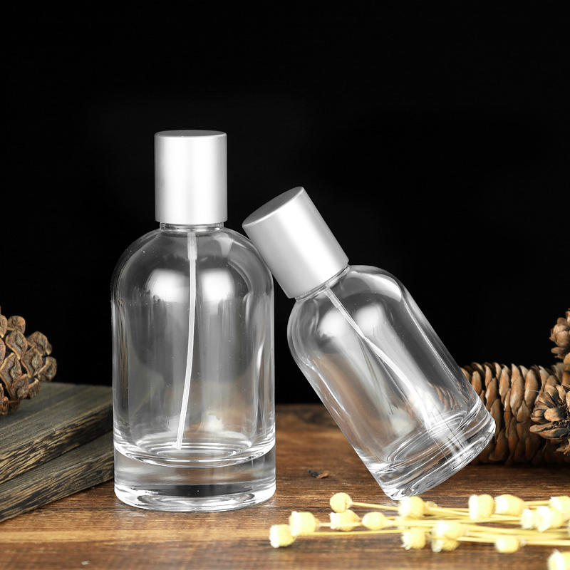 Botella de perfume única, reutilizable, de lujo, vacía, de alta gama, 50ml 100ml, color champán, con logotipo personalizado y pulverizador