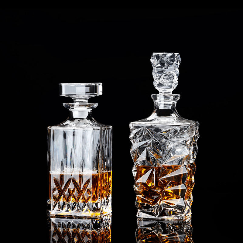 Botellas al por mayor de vidrio cristalino para vino, botellas para whisky y vidrio transparente utilizado para almacenar vino