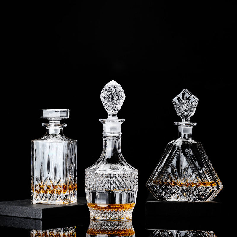 Botellas al por mayor de vidrio cristalino para vino, botellas para whisky y vidrio transparente utilizado para almacenar vino