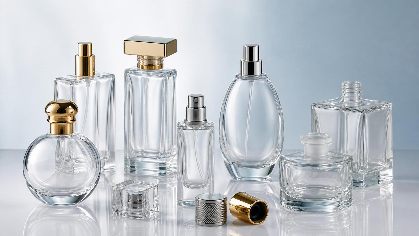Tipos de botellas de vidrio para perfume explicados: formas, acabados del cuello y casos de uso