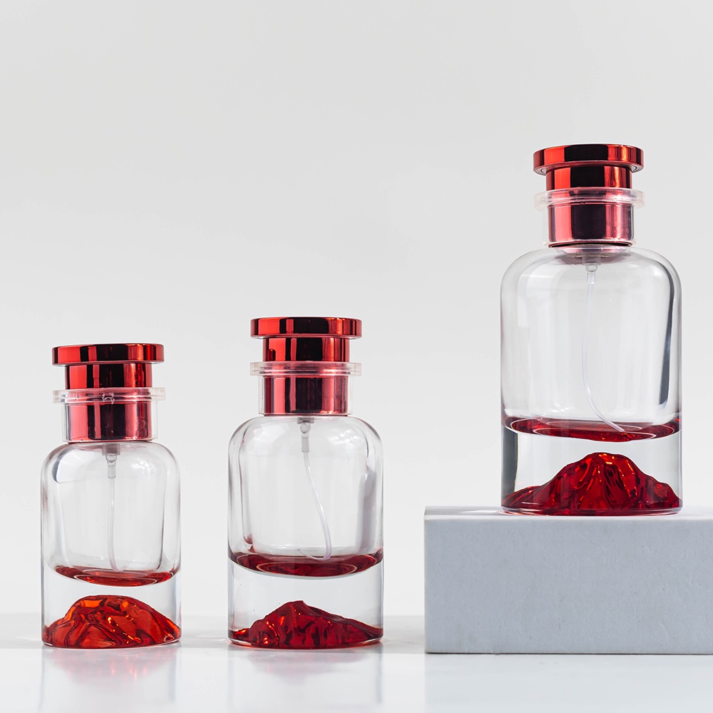 Fabricante de botellas de perfume de lujo de alta calidad, 50 ml y 100 ml, botellas de vidrio vacías recargables con pulverizador, hermosas botellas de perfume