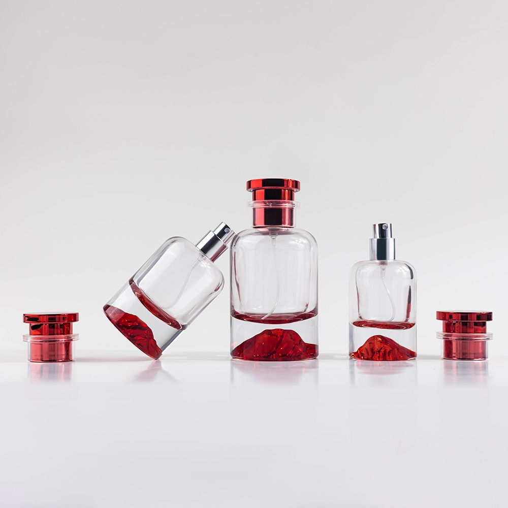 Fabricante de botellas de perfume de lujo de alta calidad, 50 ml y 100 ml, botellas de vidrio vacías recargables con pulverizador, hermosas botellas de perfume