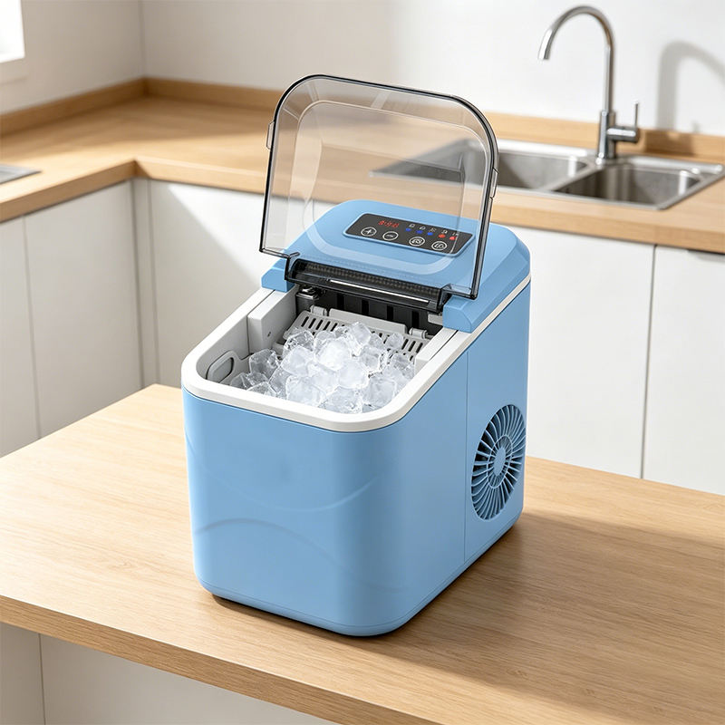 Esta máquina de hielo portátil, de gran capacidad y totalmente automática, con forma de cubo, es un producto superventas. Cuenta con asa, función de autolimpieza y cesta para hielo. Puede fabricar 8 cubitos de hielo en 5 minutos, lo que la convierte en una opción ideal para hogares, cocinas y fiestas.