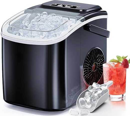Esta máquina de hielo portátil, de gran capacidad y totalmente automática, con forma de cubo, es un producto superventas. Cuenta con asa, función de autolimpieza y cesta para hielo. Puede fabricar 8 cubitos de hielo en 5 minutos, lo que la convierte en una opción ideal para hogares, cocinas y fiestas.