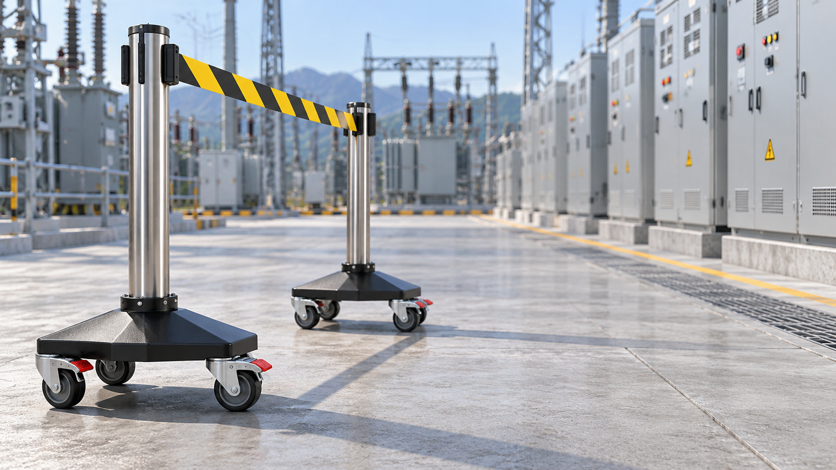 Are wheeled barrier stands stable enough for outdoor maintenance sites?