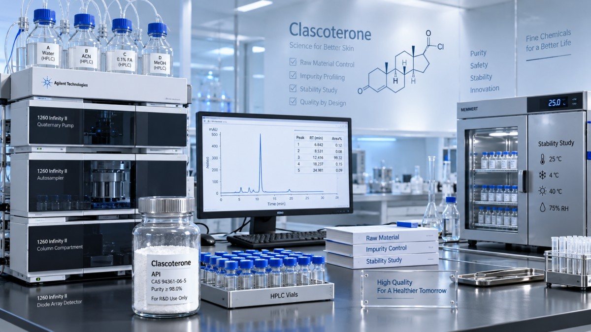 Materia prima de clascoterona para el desarrollo de fármacos tópicos: control de impurezas