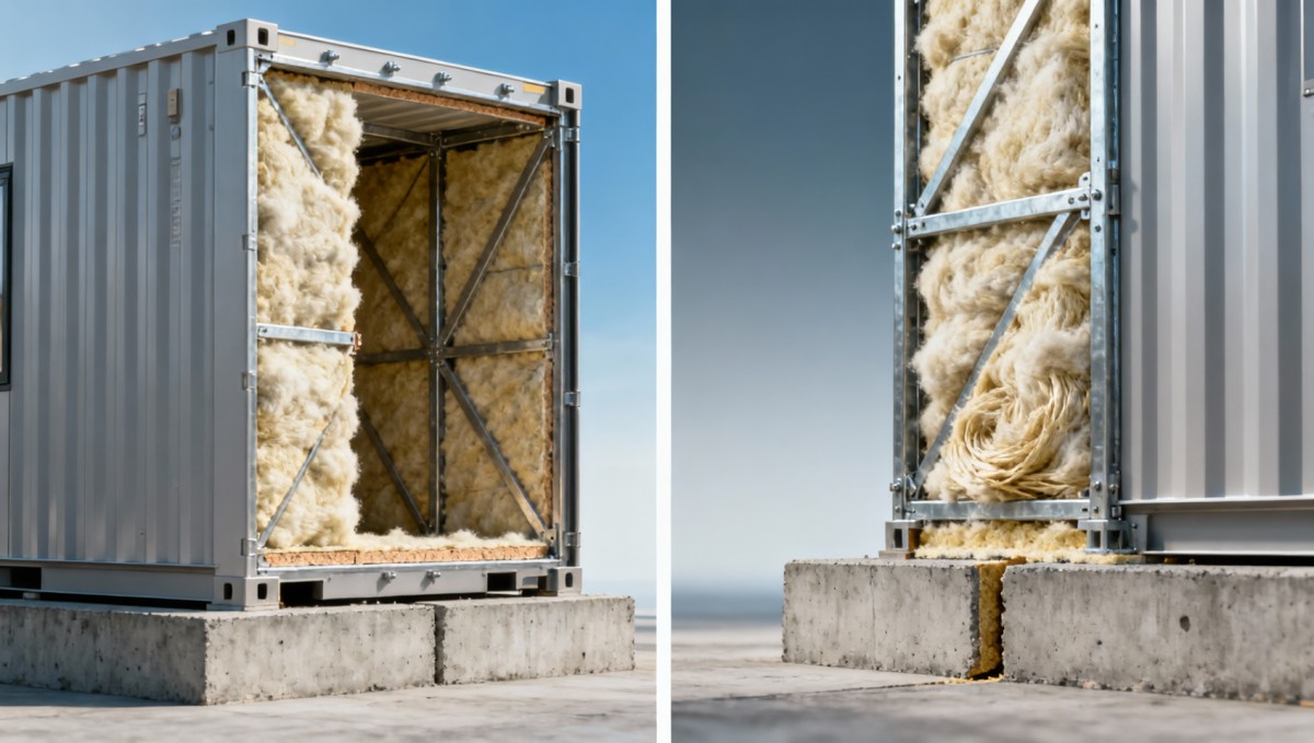 Thermal efficiency gaps between modular cabin shells and installed insulation