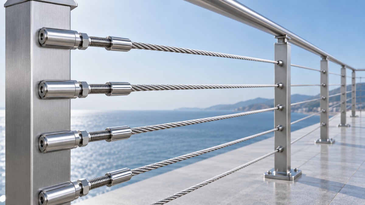 7x7 Stainless Steel Cable for Railings: Sizing, Tension, and Fitting Selection Cable de acero inoxidable 7x7 para barandillas: selección de tamaño, tensión y accesorios