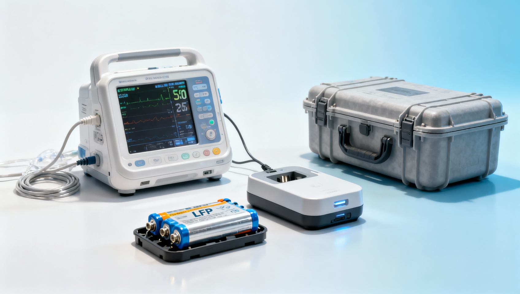 LFP battery safety for medical devices under transport and charging