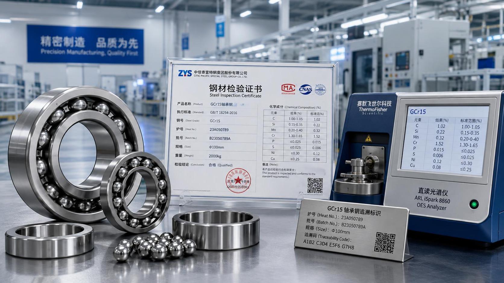 How to confirm steel grade claims from a bearing manufacturer in China