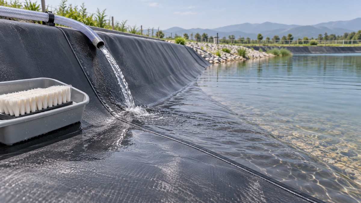 Cleaning geomembrane ponds without damaging the liner surface Limpieza de estanques con geomembrana sin dañar la superficie del revestimiento