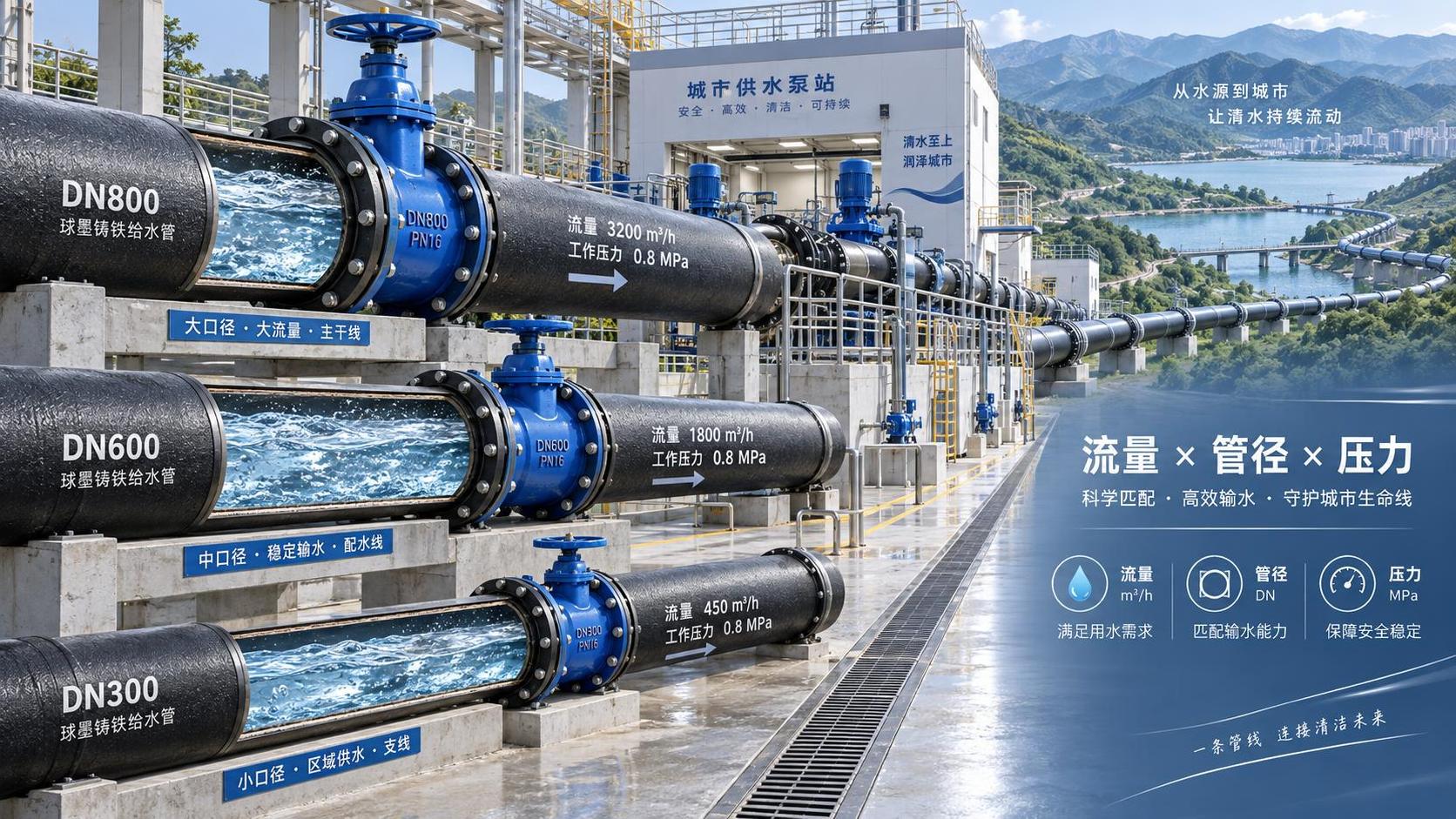 Cómo seleccionar tuberías de hierro dúctil para abastecimiento de agua según la demanda de caudal