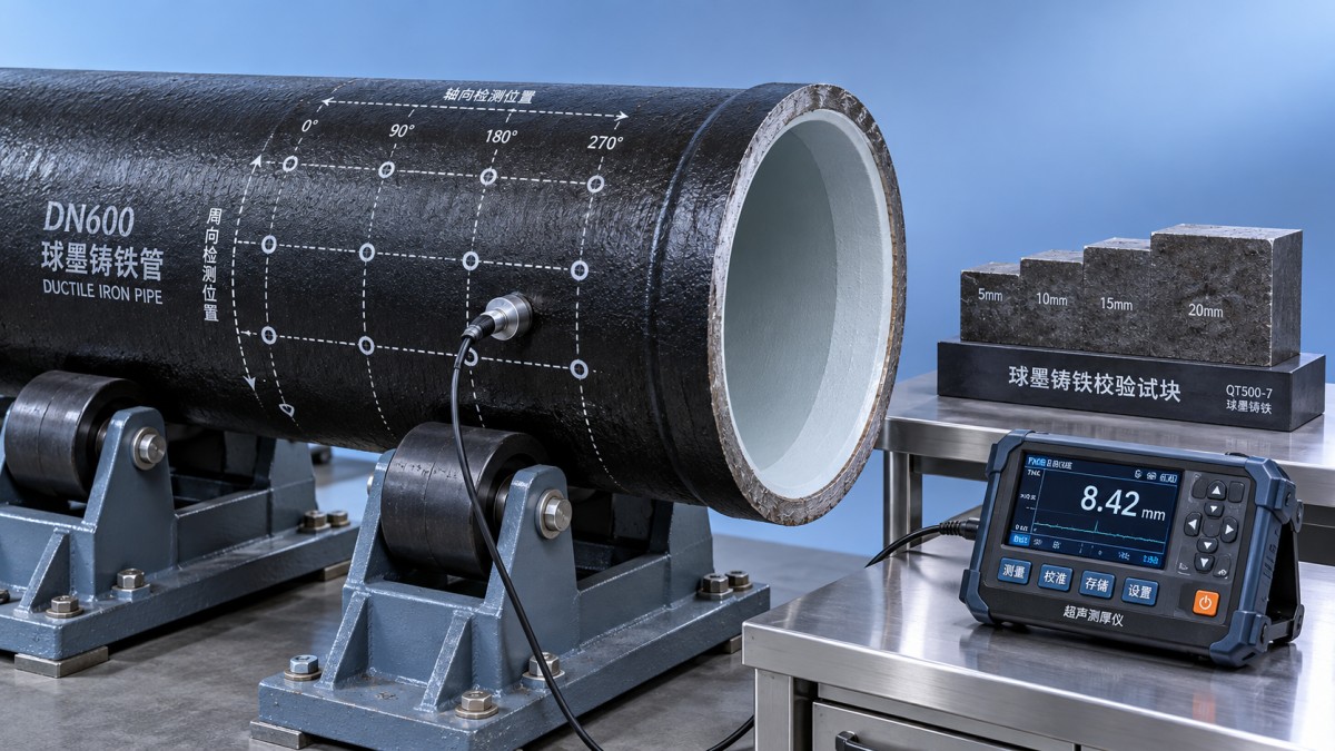 How to verify wall thickness tolerances on K9 ductile iron pipe Cómo verificar las tolerancias del espesor de pared de una tubería de hierro dúctil K9