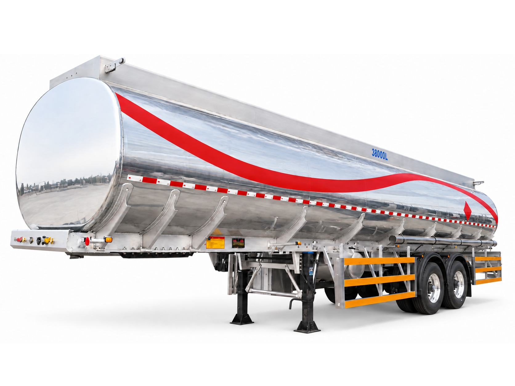 Semirremolque cisterna de combustible de aleación de aluminio, de viga recta y tipo dividido, de 38000 L Semirremolque cisterna de combustible de aleación de aluminio, de viga recta y tipo dividido, de 38000 L