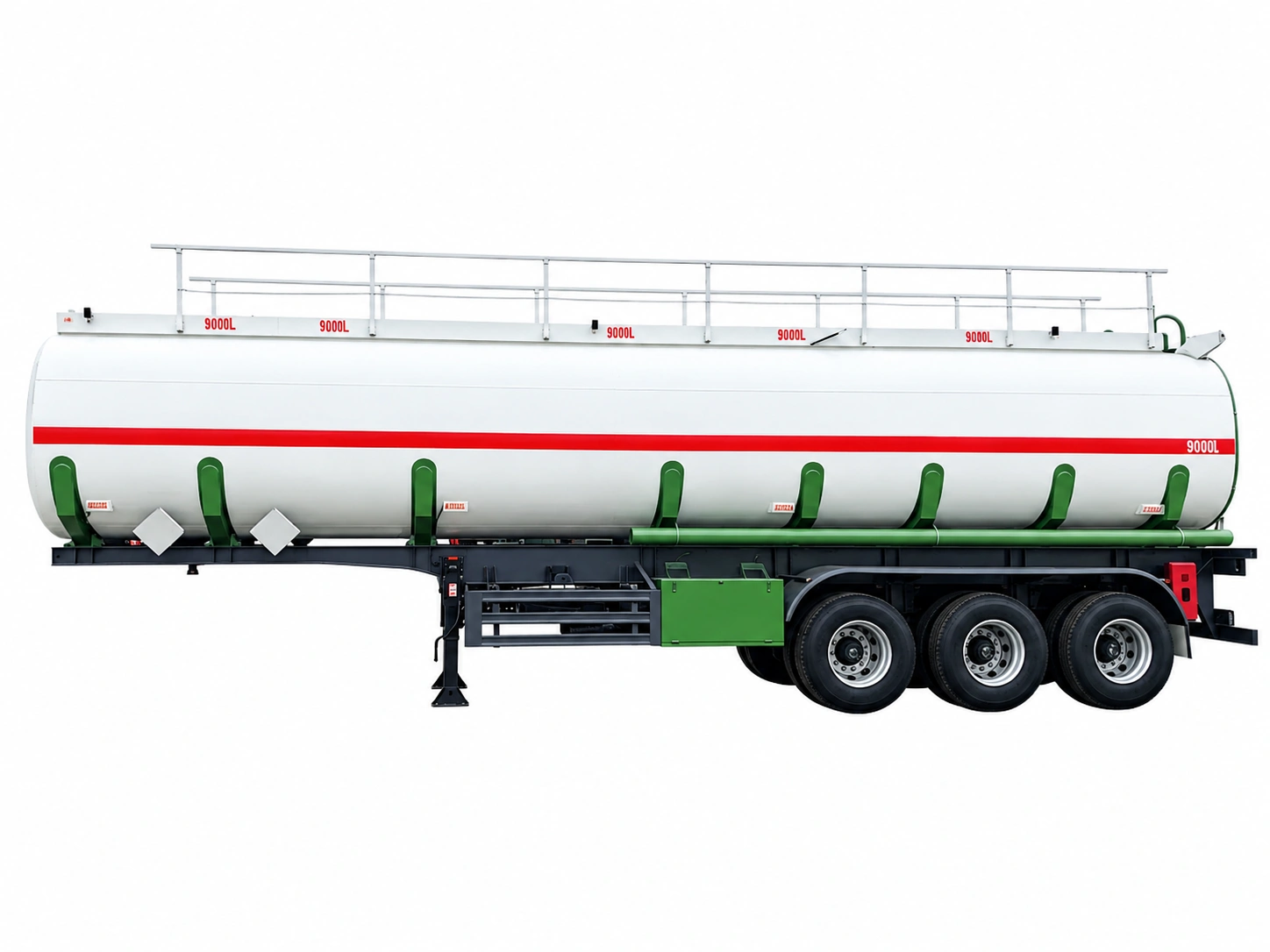 Semirremolque cisterna de combustible de 45.000 L, 3 ejes, dividido y de viga recta