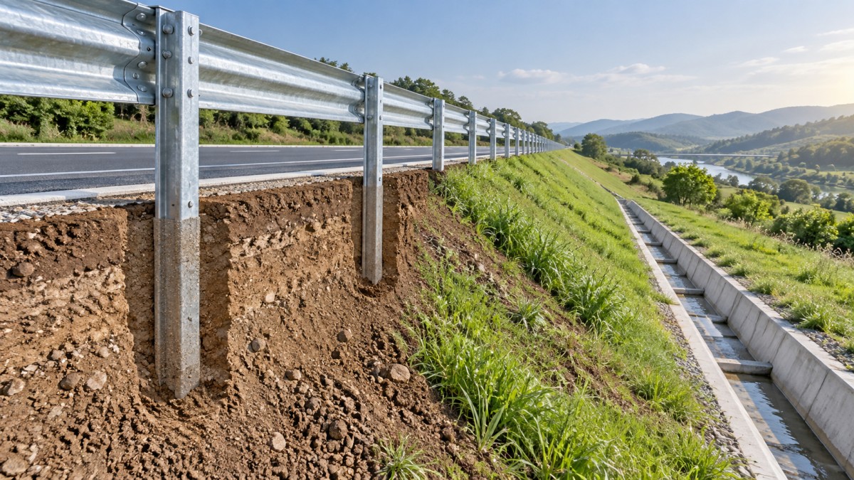 C Posts for Guardrails: When Are They Suitable for Different Embankment Conditions? Postes C para barreras de contención: ¿cuándo son adecuados para diferentes condiciones de terraplén?