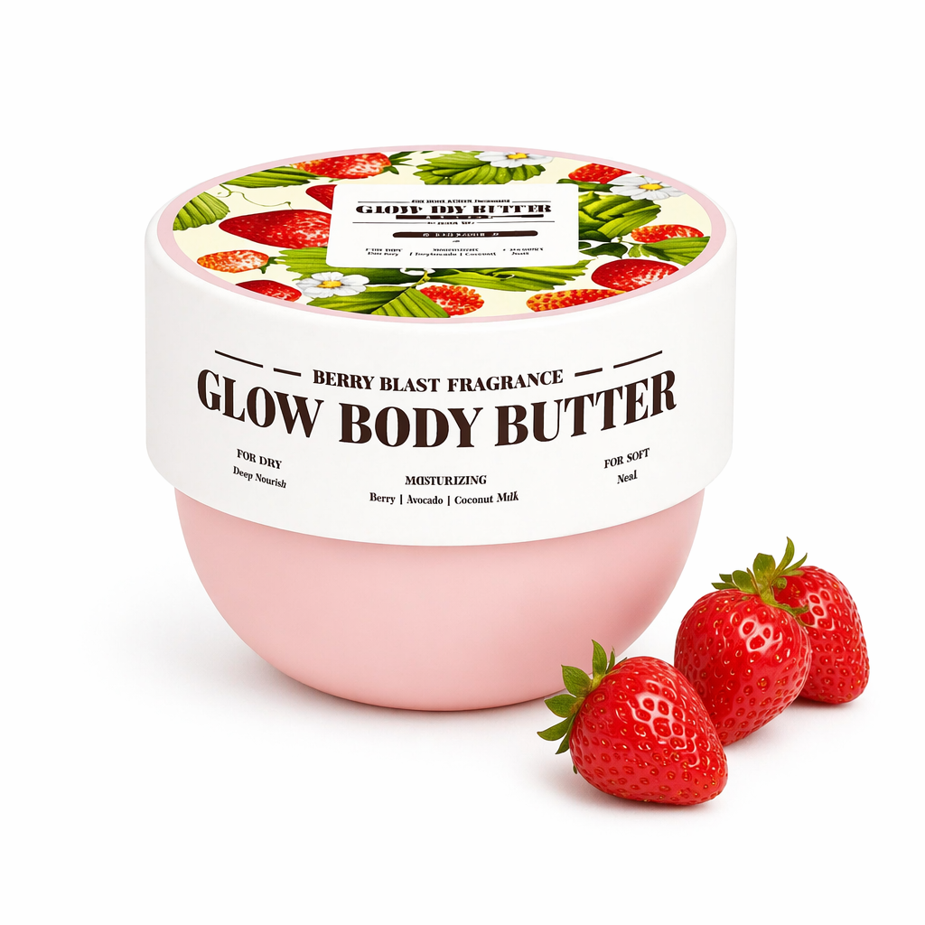 Glow身体乳霜 Berry Blast香型 浆果甜橙保湿自有品牌身体乳霜罐 经FDA批准