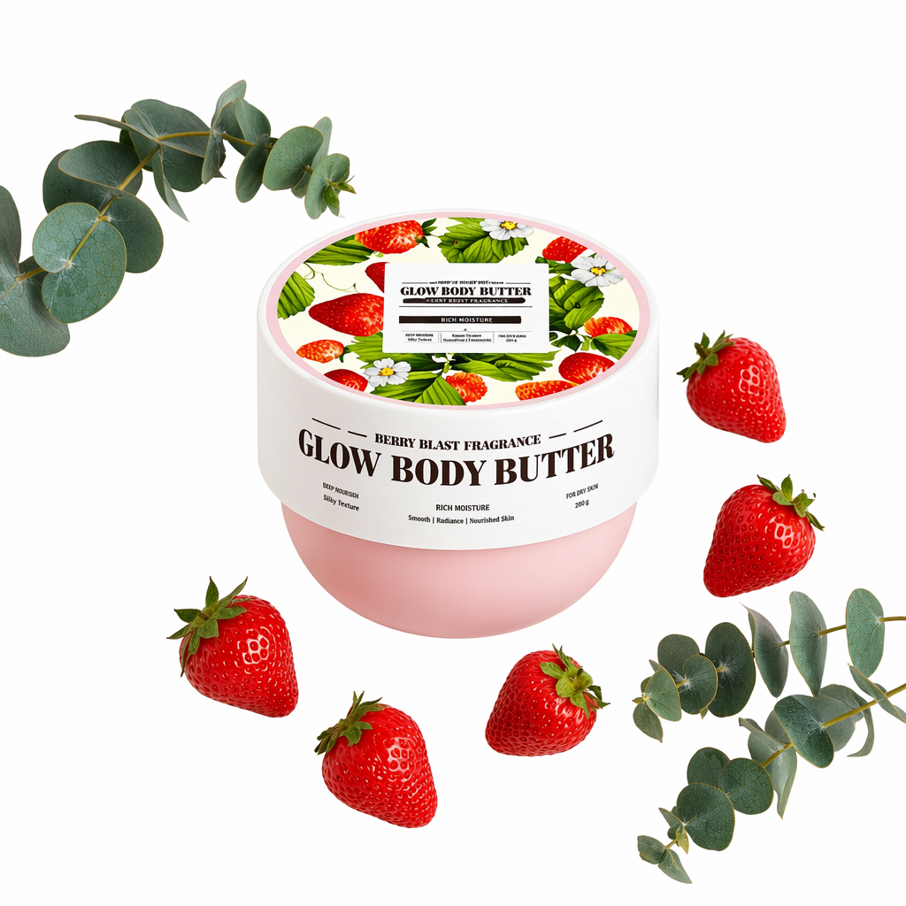 Glow身体乳霜 Berry Blast香型 浆果甜橙保湿自有品牌身体乳霜罐 经FDA批准