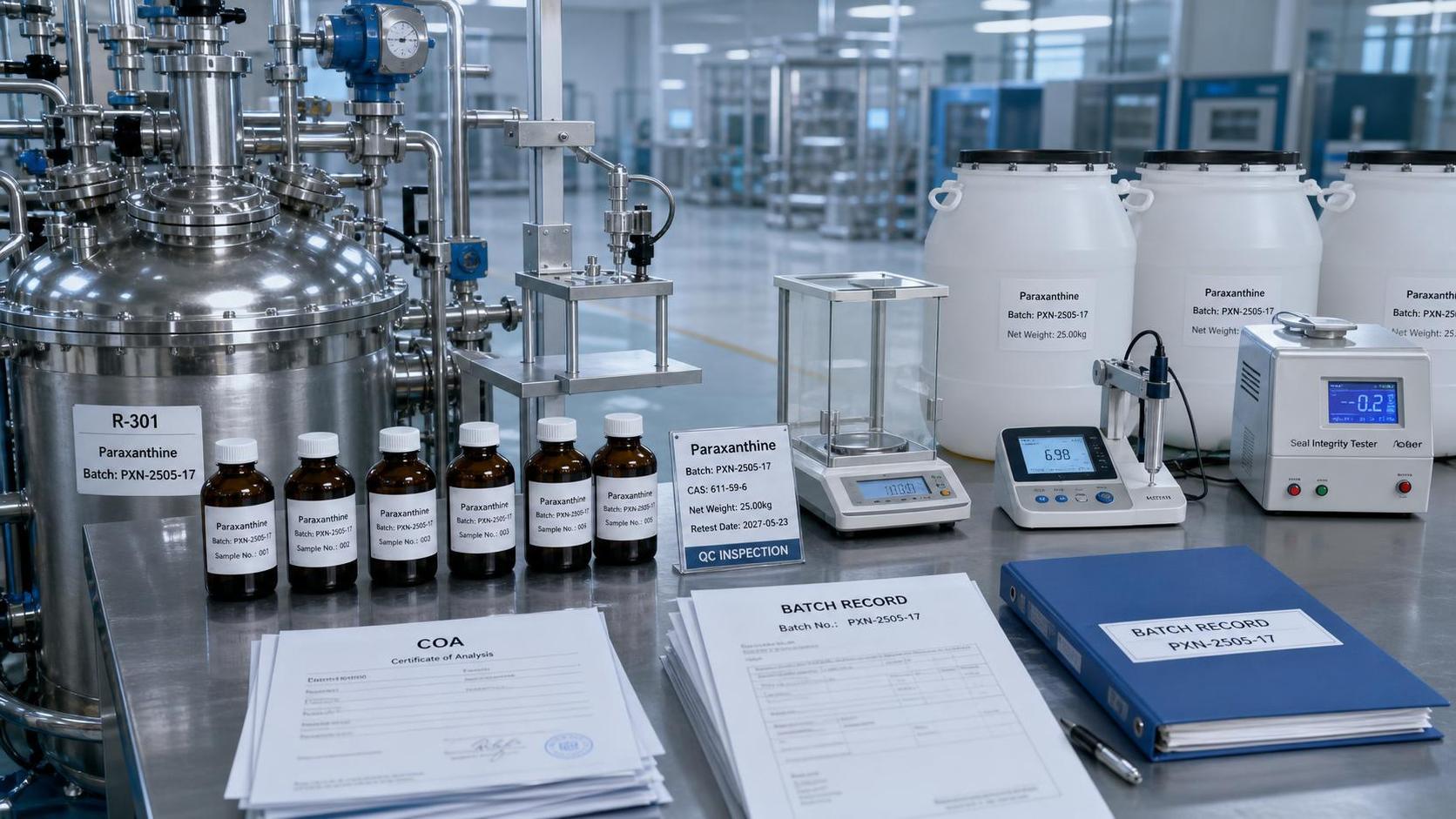 Lista de verificação de auditoria da fábrica de paraxantina para compradores de ingredientes e equipes de garantia da qualidade