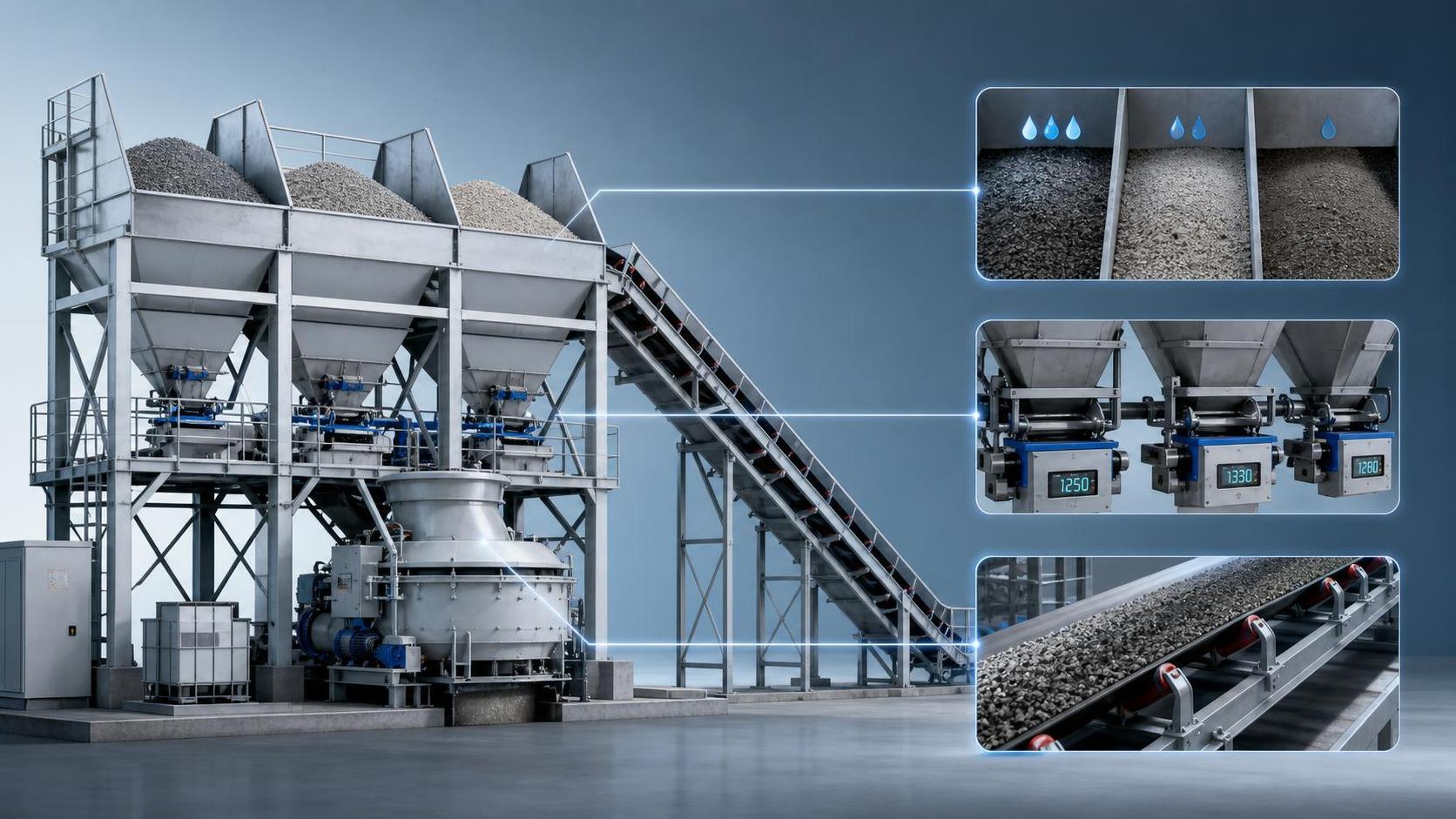 What causes output instability in a concrete batching plant