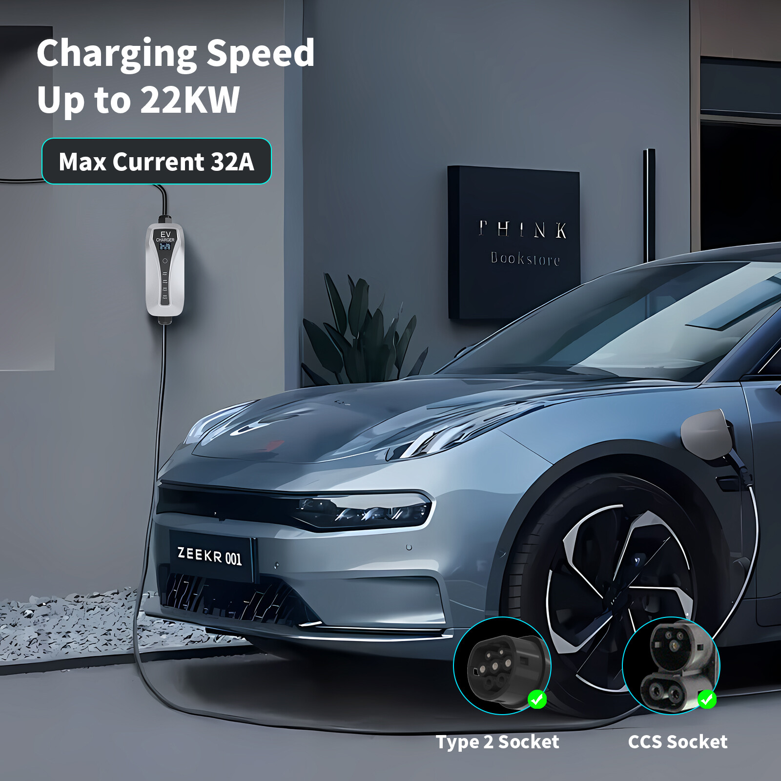 Портативное зарядное устройство для электромобилей Type 2 22kw 3 phase
