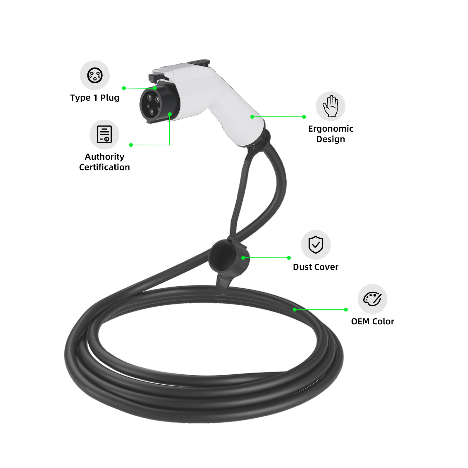 EVSEClub G1.0 Кабель EV Type 1 с открытым концом