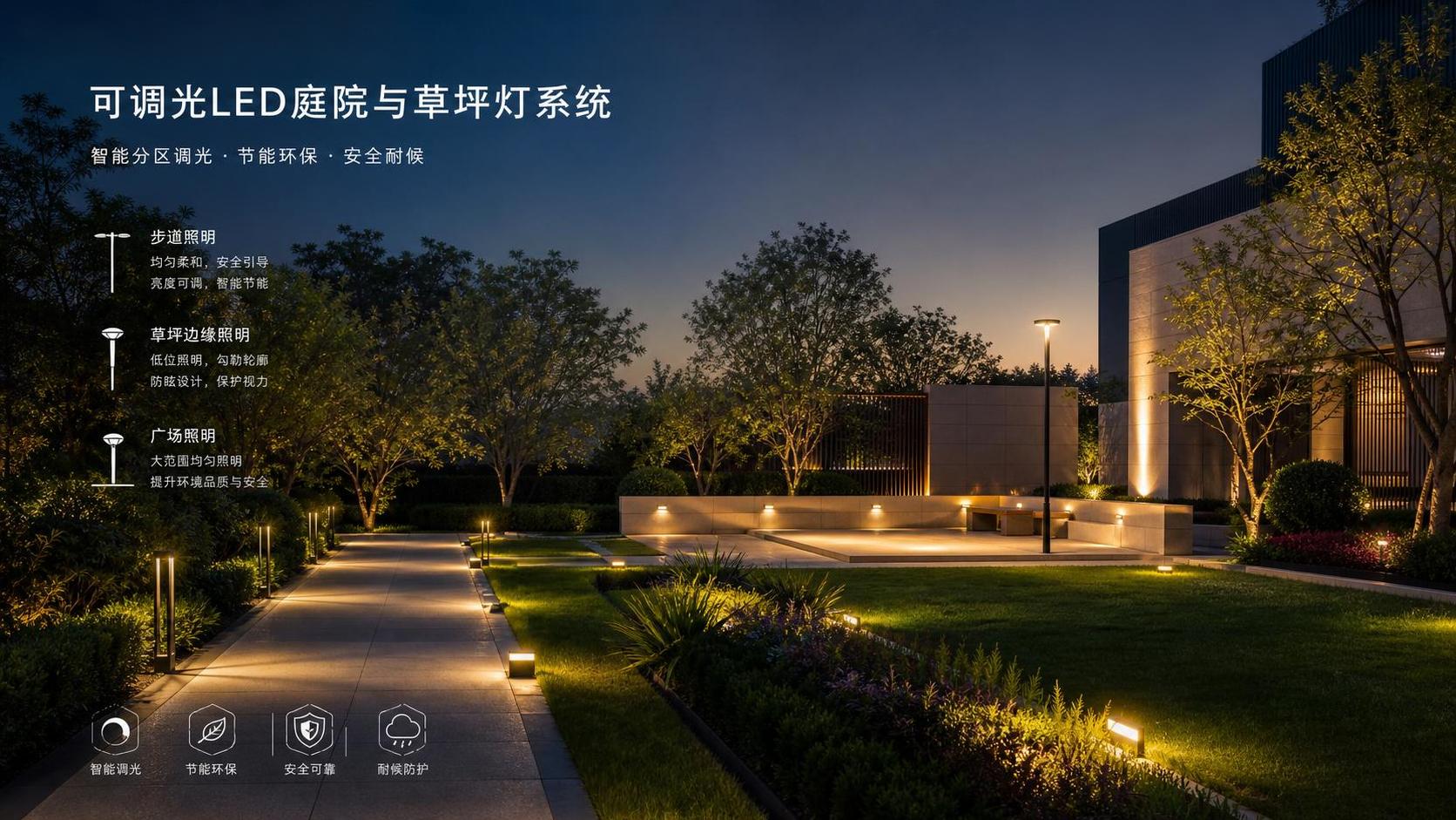 Cómo elegir un sistema de iluminación LED regulable para jardín&césped para zonas exteriores mixtas