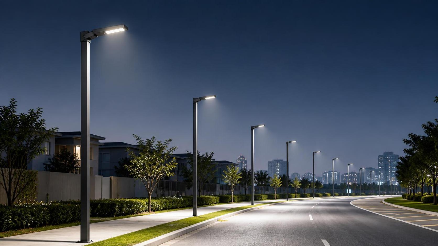 How many watts should an LED street light use for local roads