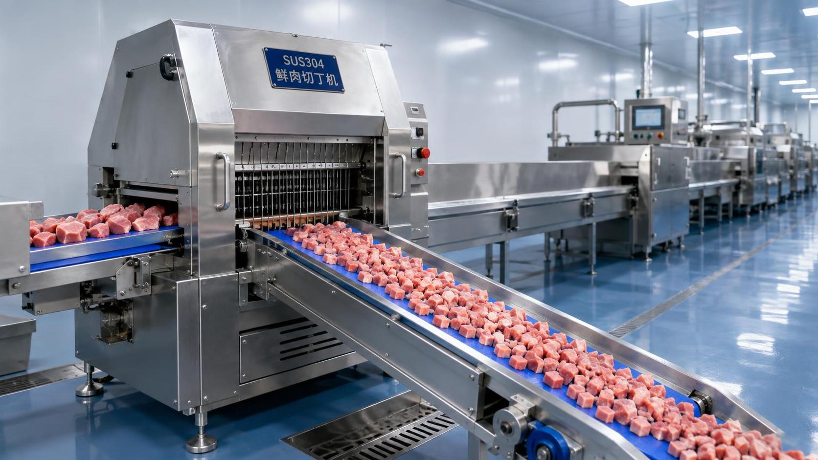 Planificación de una máquina cortadora de carne fresca en cubos para una planta de procesamiento de gran volumen