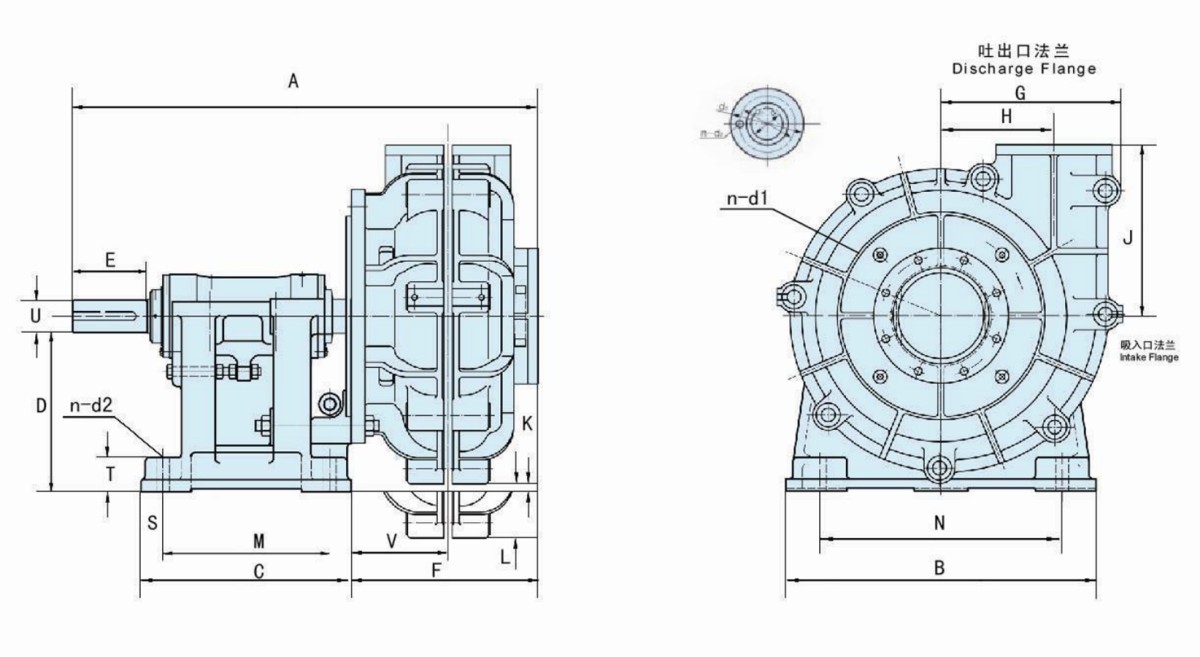 5-外形安装尺寸图 Type DH(R) Slurry Pump